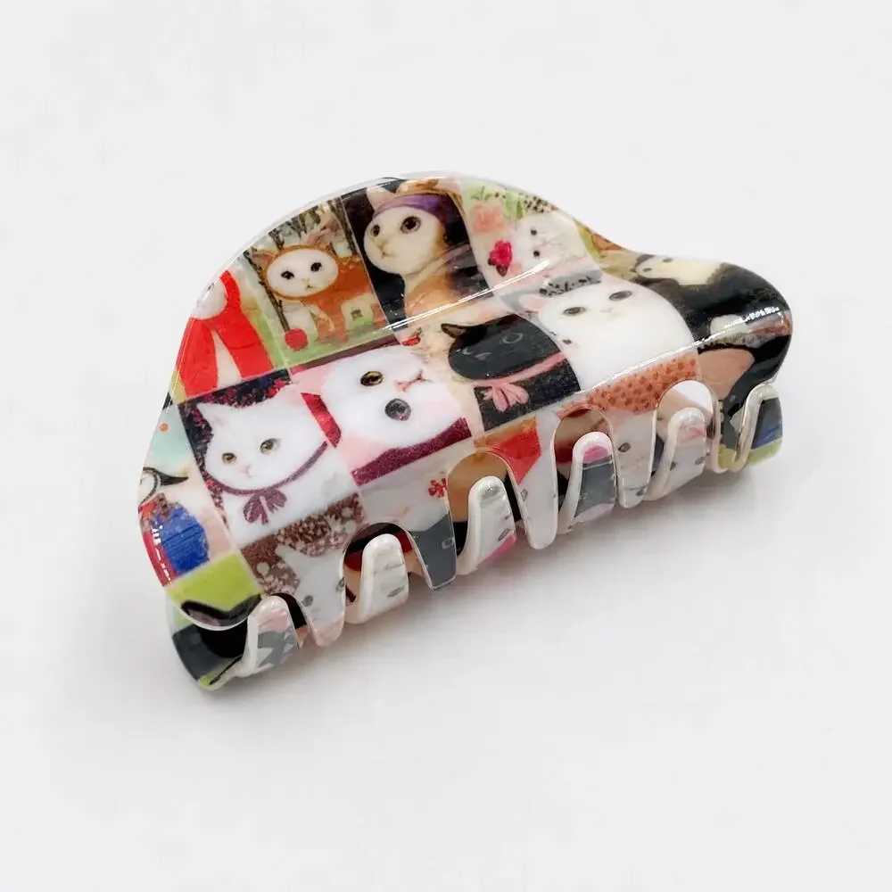 Cat Collage Hair Claw Clip NWT